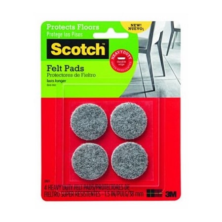 4Ct 1-1/2Gry Felt Pads